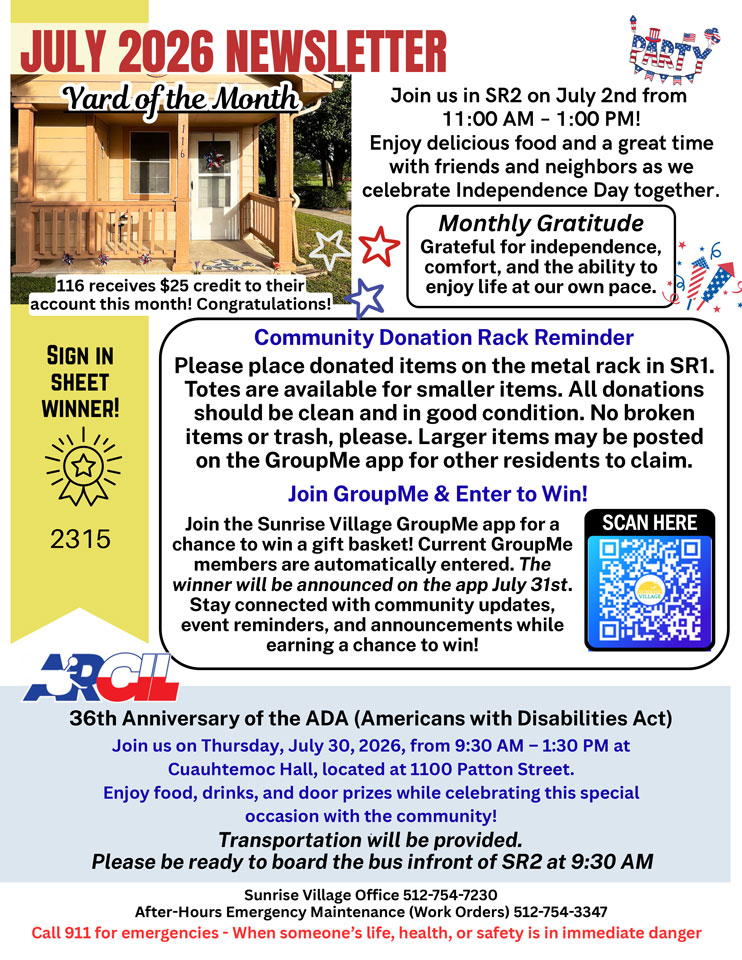 July 2026 Newsletter